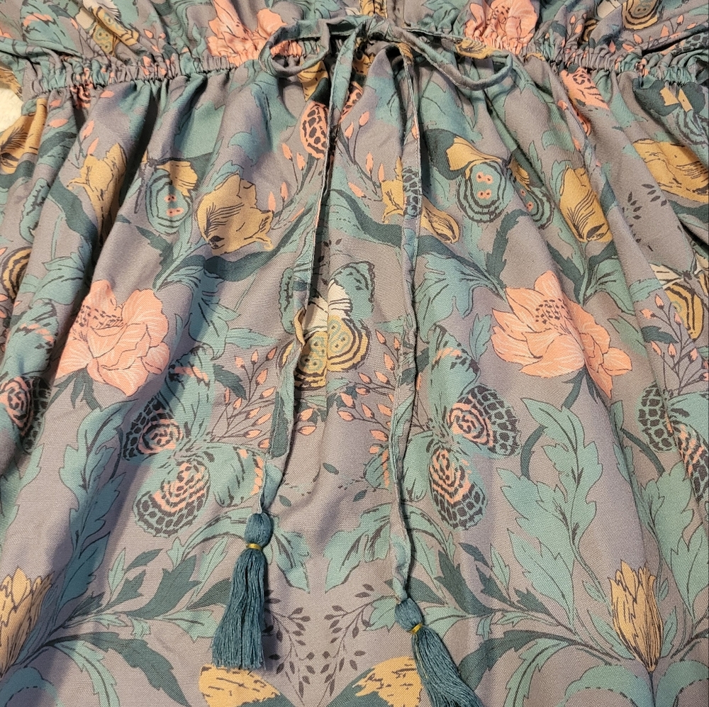 World Market Floral Butterfly Maxi Dress Flowy Boho Hippie - Picture 3 of 6